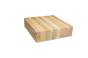 Close up of a glue-laminated timber block